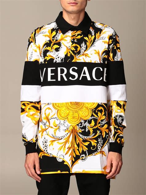 versace white long sleeve|Versace long sleeves polo shirts.